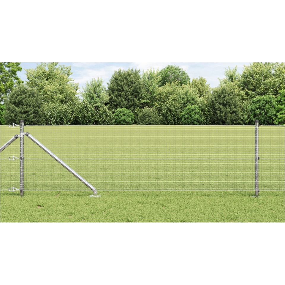 Gard din sârmă sudată cu 13 stâlpi de sprijin 0.5x50 m Oțel galvanizat