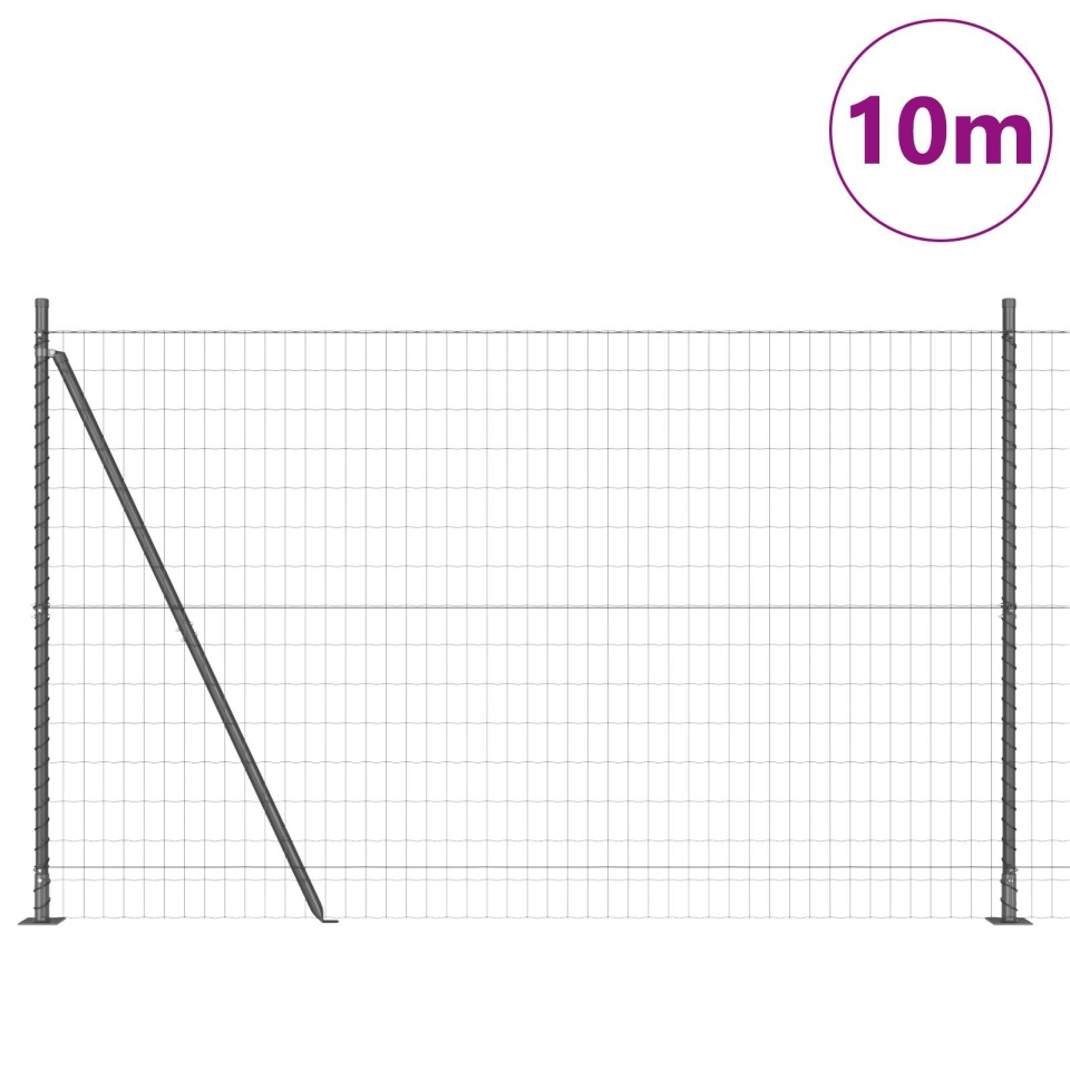 Gard Euro cu 7 stâlpi cu flanșă 1.5x10 m din oțel galvanizat - 2 | YEO