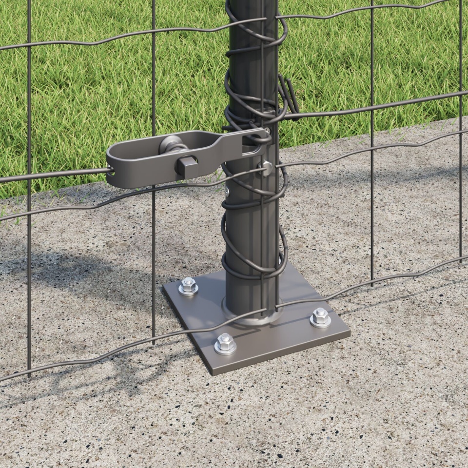 Gard Euro cu 7 stâlpi flanșați 1.6x10 m Oțel galvanizat - 3 | YEO