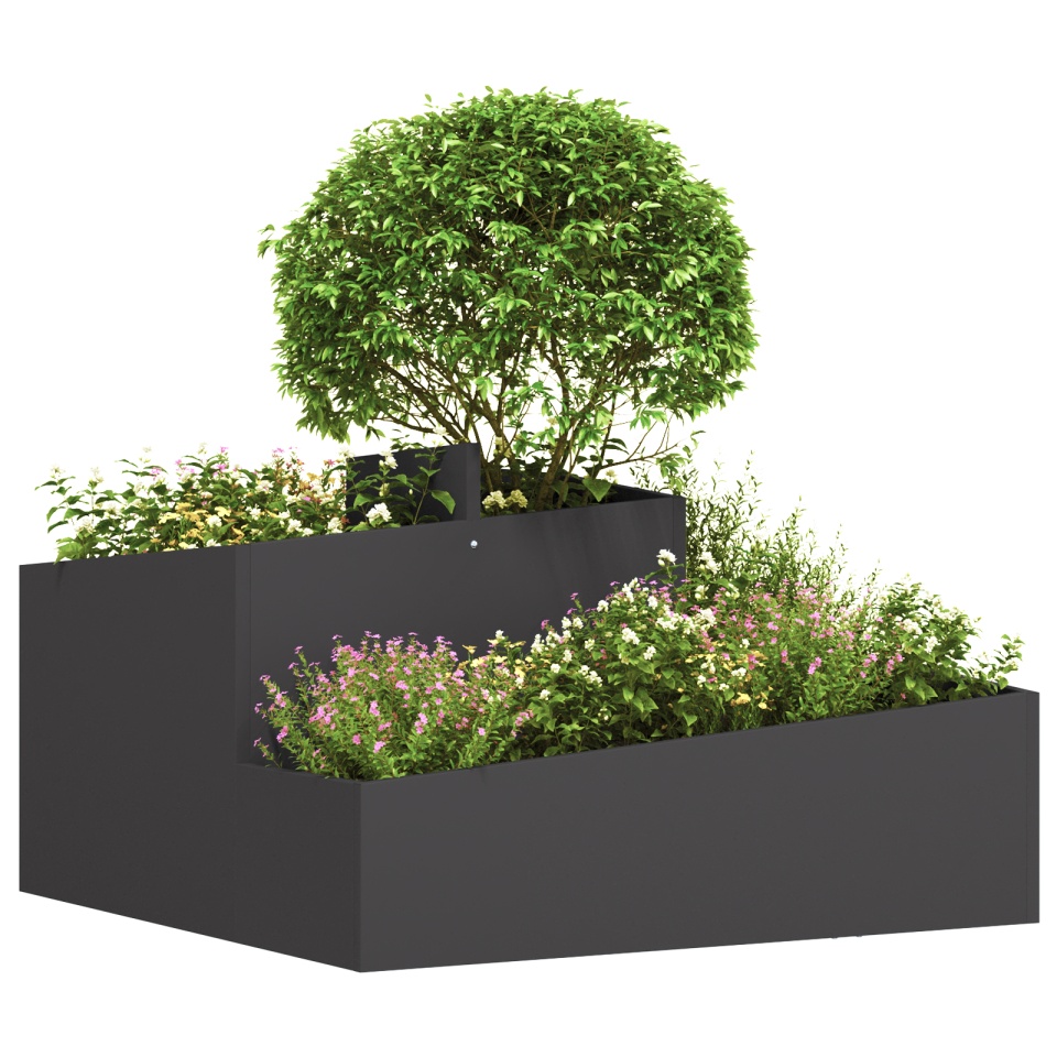 Ghiveci Negru 80x80x50 cm din oțel laminat la rece - 2 | YEO