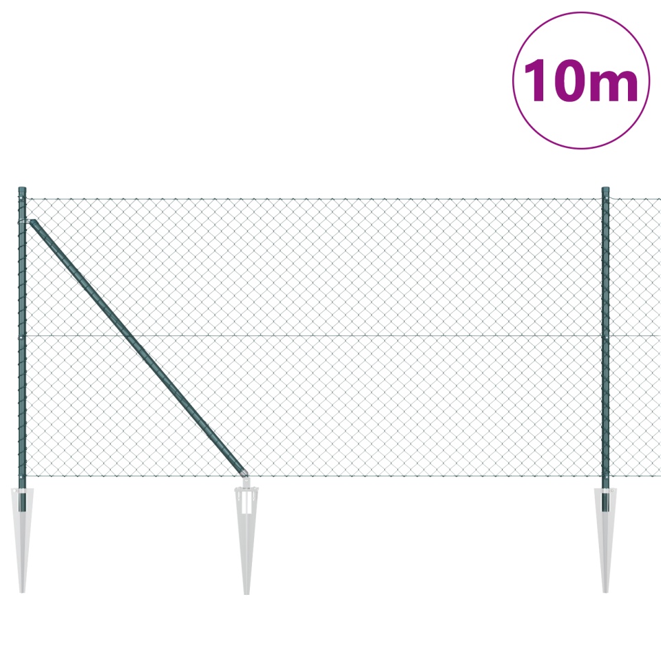 Împrejmuire Lanț cu 7 Posturi cu Spike 1x10 m Oțel Galvanizat - 2 | YEO