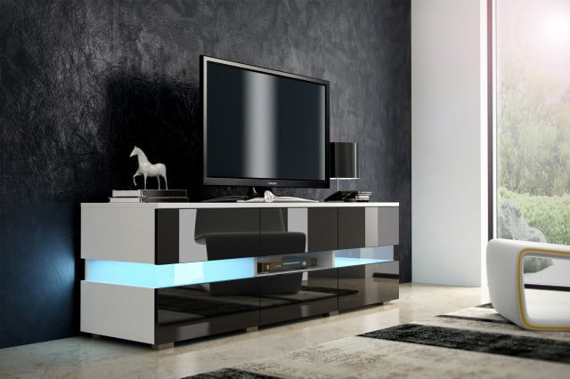 Inter (Comoda Tv) White/Black High Gloss