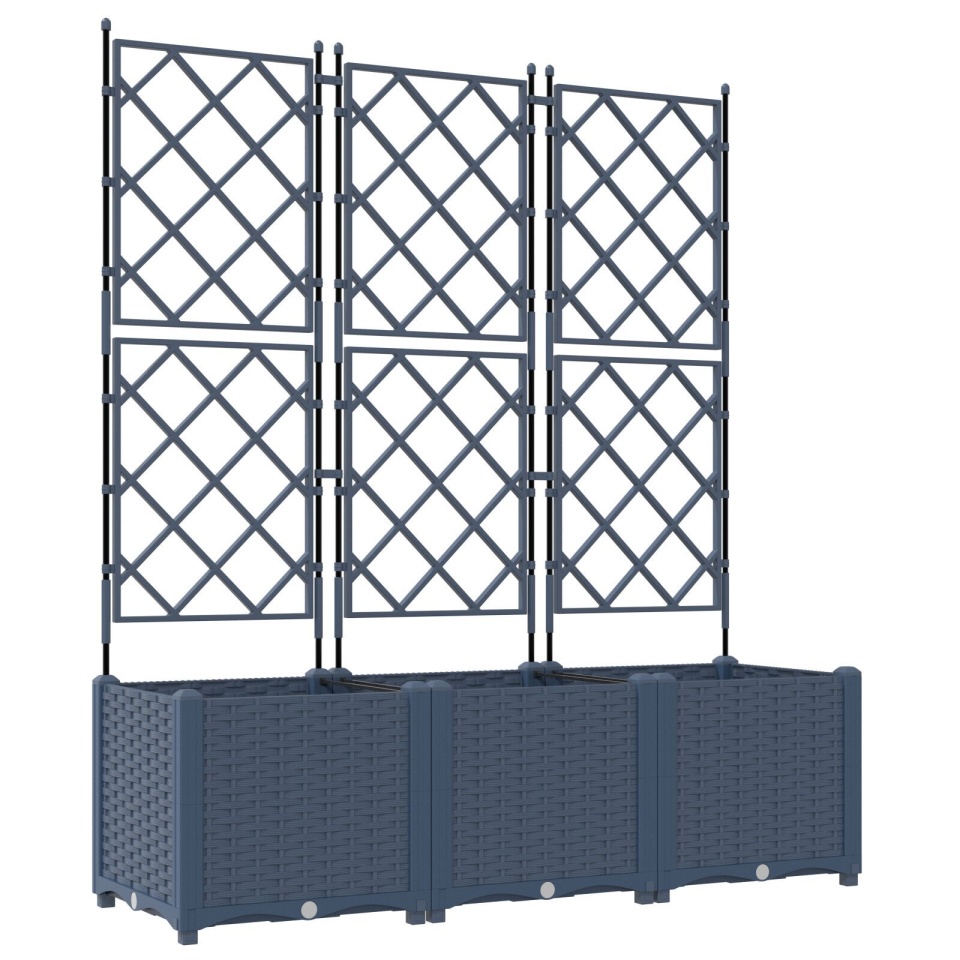 Jardinieră cu Grătar 3 piese Gri 120x40x143 cm - 1 | YEO