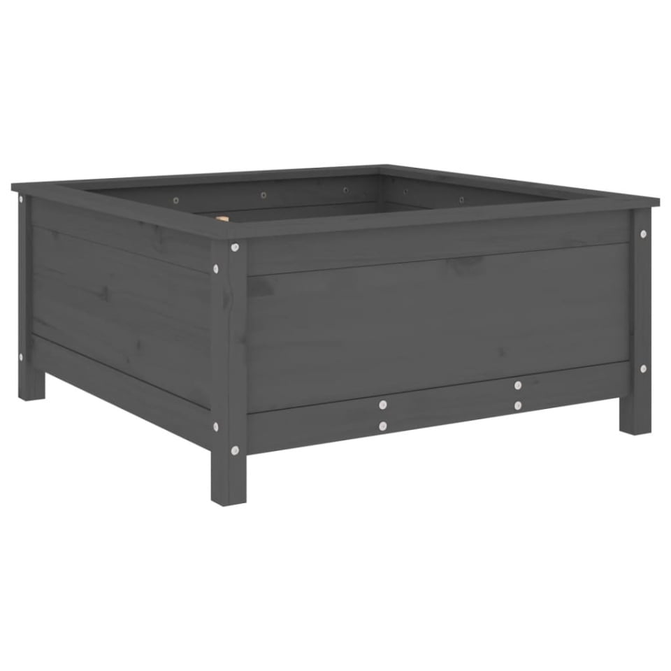 Jardinieră de grădină, gri, 82,5x82,5x39 cm, lemn masiv pin - 1 | YEO