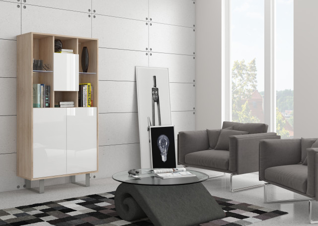 King 05 Biblioteca A S.Bright/White High Gloss