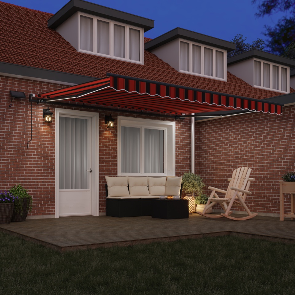 Marchiză Manuală Retractabilă cu LED Portocalie și Maro 400x300 cm - 2 | YEO