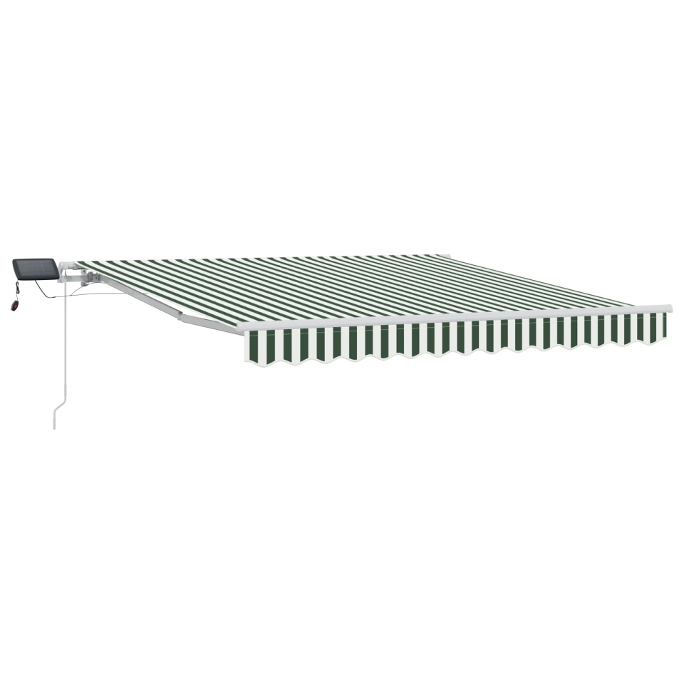 Marchiză manuală retractabilă cu LED Verde și Alb 300x250 cm, Material pentru înlocuirea marchizei pentru cadru de 3x2.5 m Verde și Alb - 1 | YEO