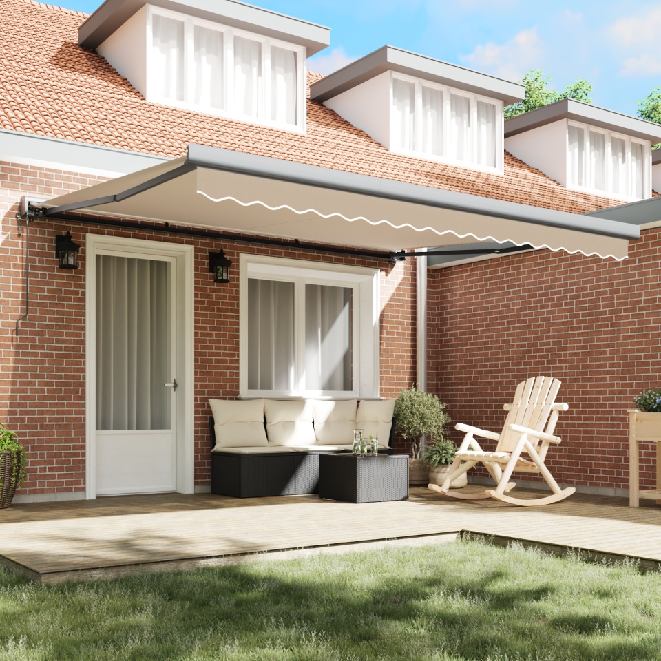 Marchiză retractabilă automată Bej 400x300 cm, țesătură de înlocuire pentru cadru de 4x3 m Bej - 2 | YEO