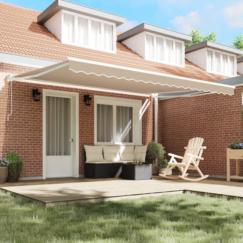 Marchiză Retractabilă Automată Bej 450x300 cm, Material de Înlocuire pentru Marchiză pentru Cadru de 4.5x3 m Bej - 2 | YEO