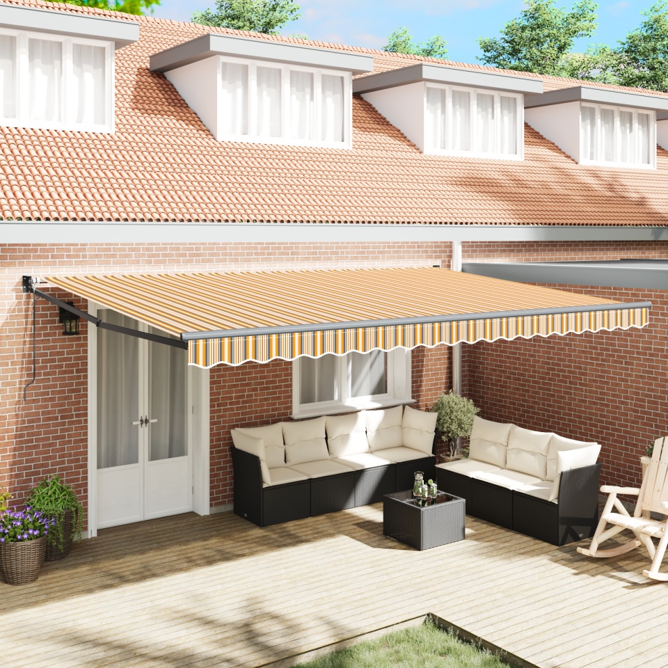 Marchiză Retractabilă Automată cu Dungi Multicolore 500x300 cm