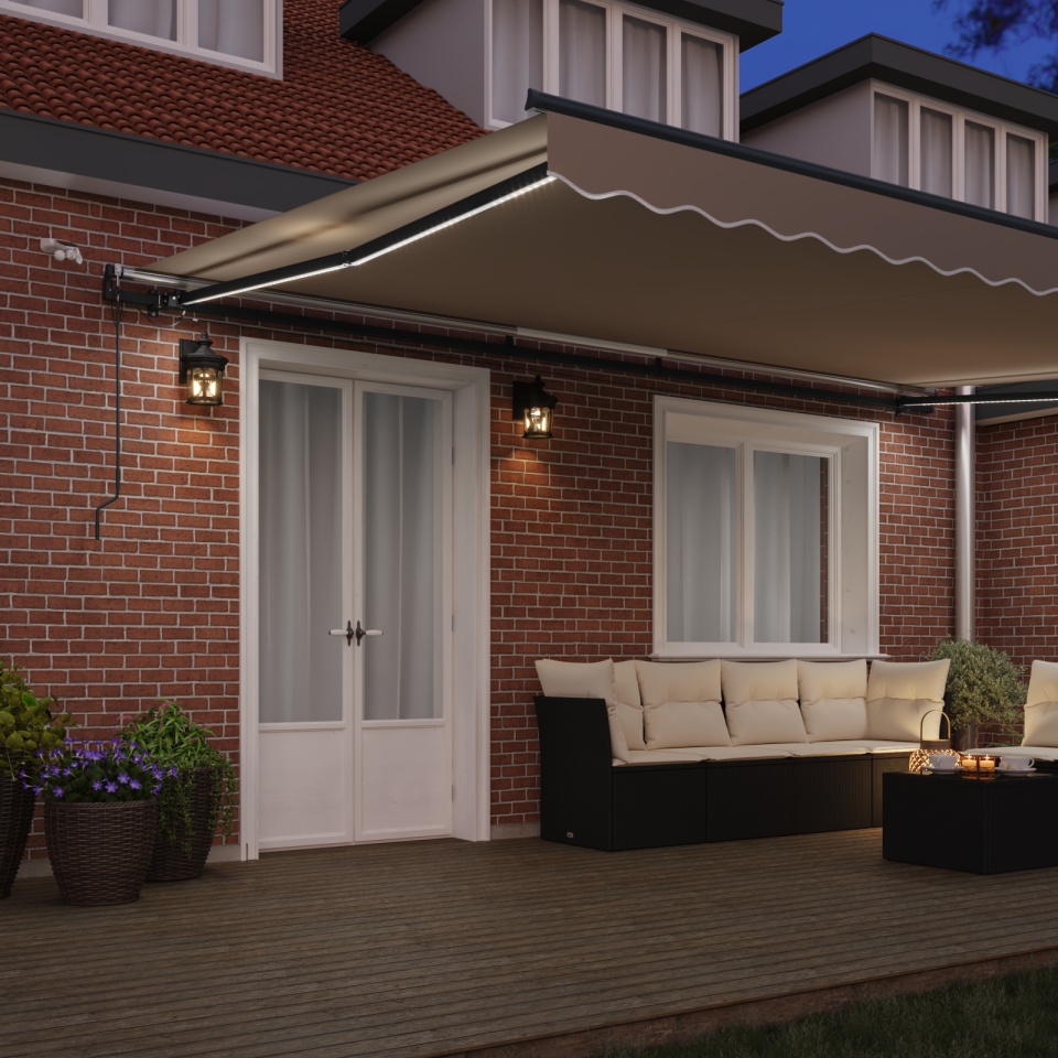 Marchiză Retractabilă Automată cu LED Bej 500x300 cm, Material de Înlocuire pentru Marchiză 5x3 m Bej - 2 | YEO