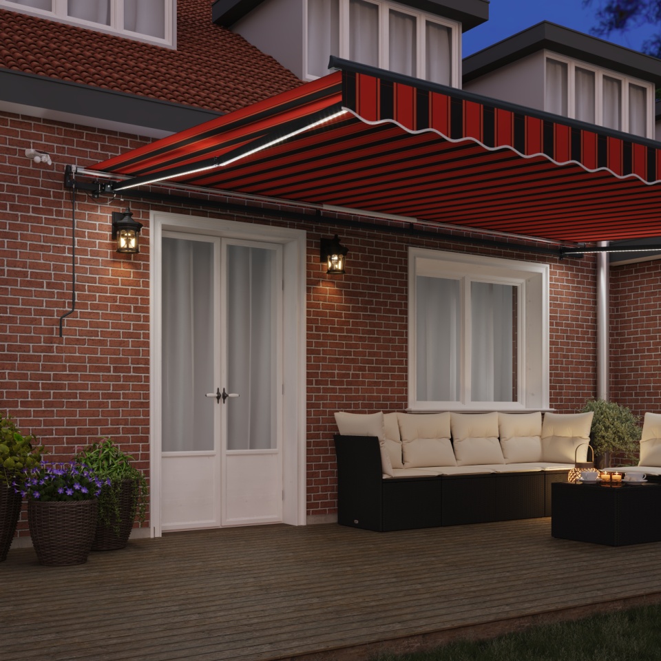 Marchiză retractabilă automată cu LED în portocalie și maro, 500x300 cm - 2 | YEO