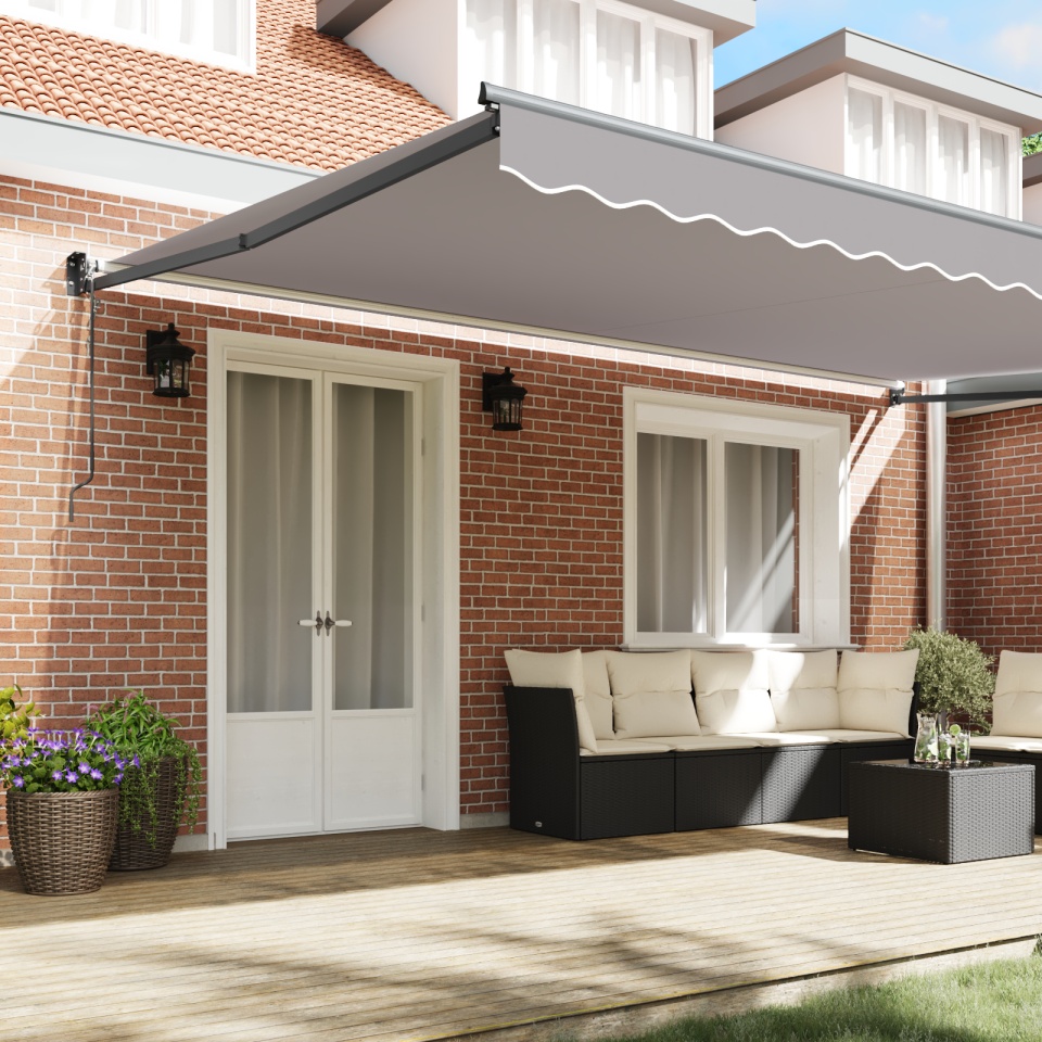 Marchiză Retractabilă Automată Gri 500x300 cm, Material de Înlocuire pentru Marchiză de 5x3 m Gri - 2 | YEO