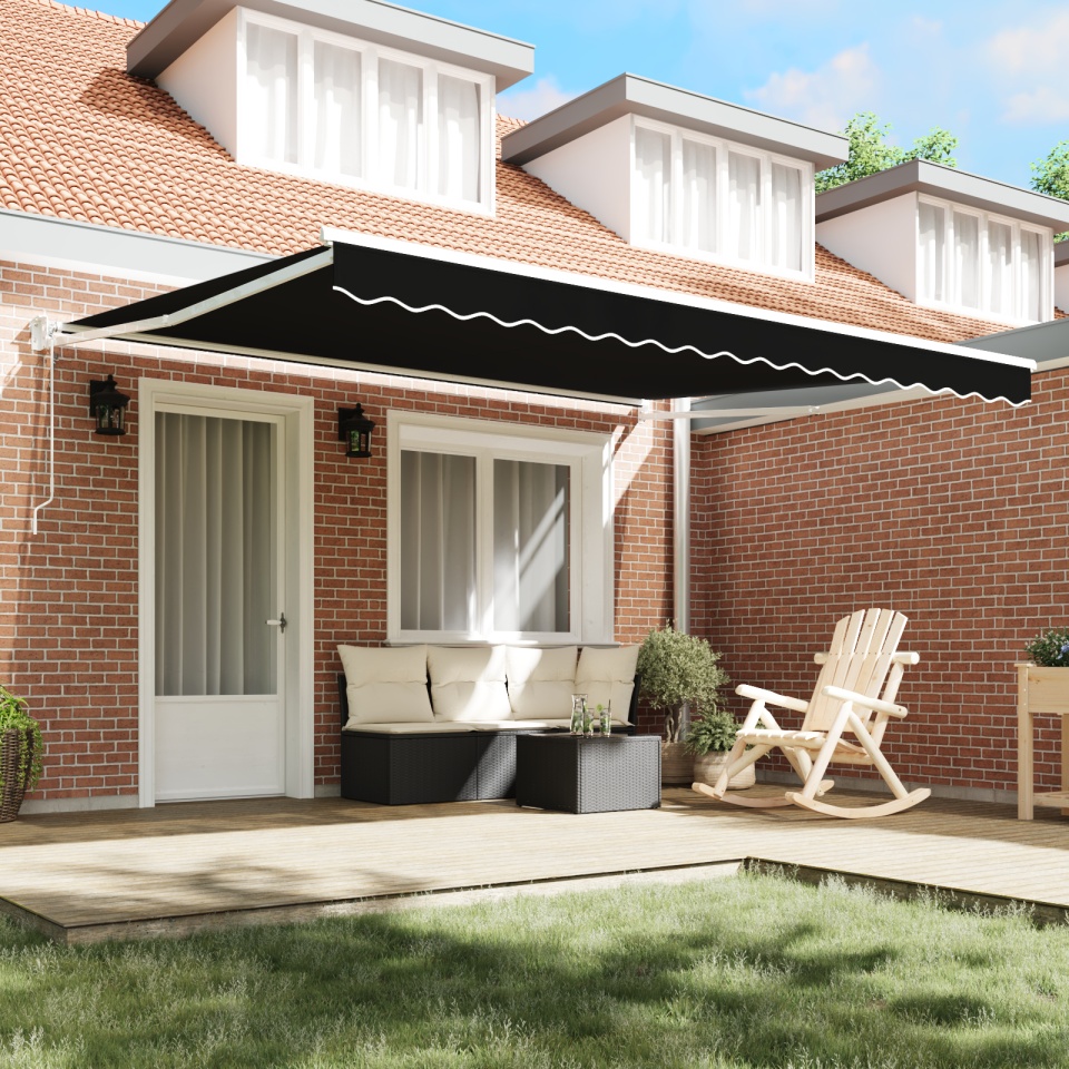 Marchiza retractabilă automată Neagră 400x300 cm, Material de înlocuire pentru marchiză pentru cadru de 4x3 m Negru - 2 | YEO