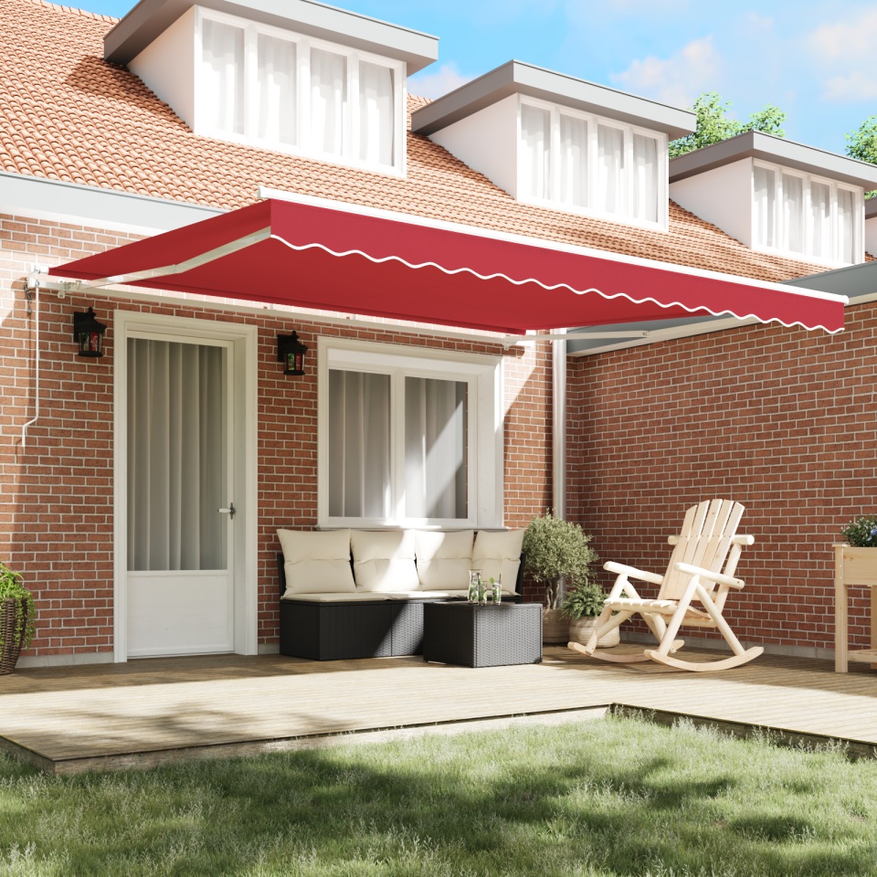 Marchiza retractabilă automată roșie 400x300 cm, Material de înlocuire pentru marchiză pentru cadru de 4x3 m roșu - 2 | YEO