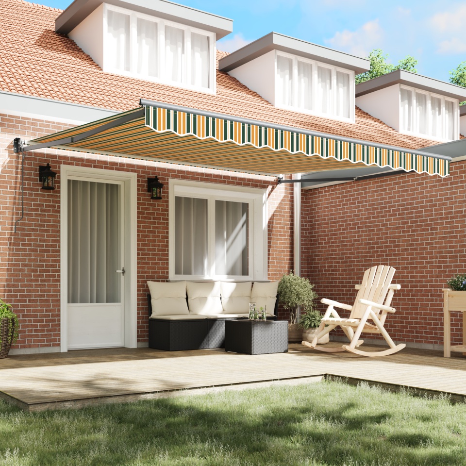 Marchiza retractabilă automată verde și galben 400x300 cm, Material de înlocuire pentru marchiză pentru cadru 4x3 m verde și galben - 2 | YEO