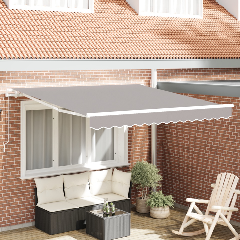 Marchiza retractabilă manuală Gri 300x250 cm, Țesătură de înlocuire pentru marchiză pentru cadru de 3x2.5 m Gri