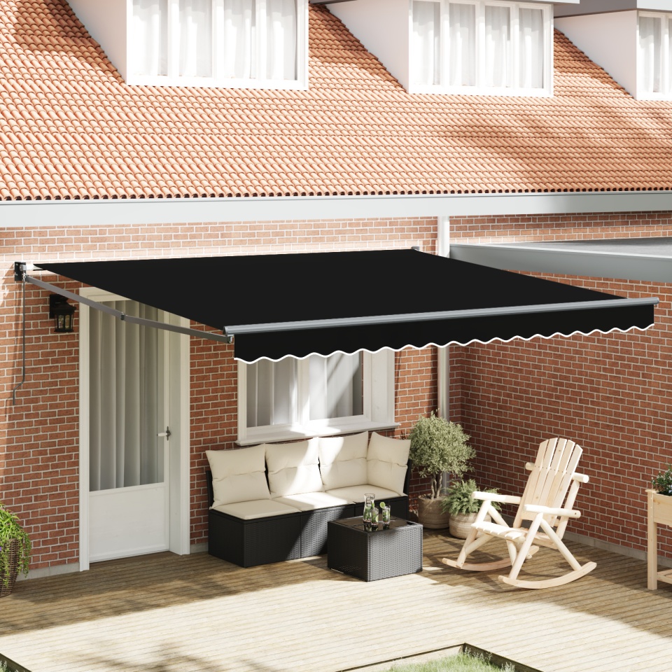 Marchiză retractabilă manuală Negru 400x300 cm, Material de înlocuire pentru marchiză pentru cadru de 4x3 m Negru
