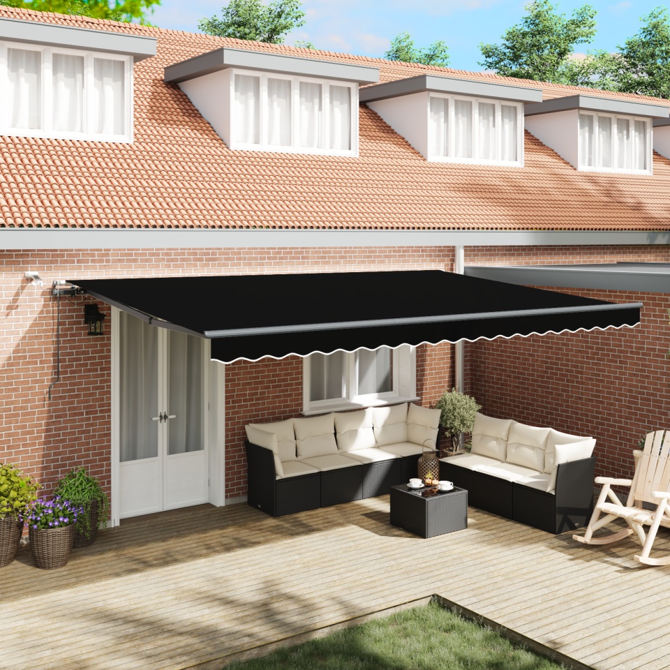 Marciză retractabilă automată cu LED Neagră 500x300 cm, Material de înlocuire pentru marciză 5x3 m Negru