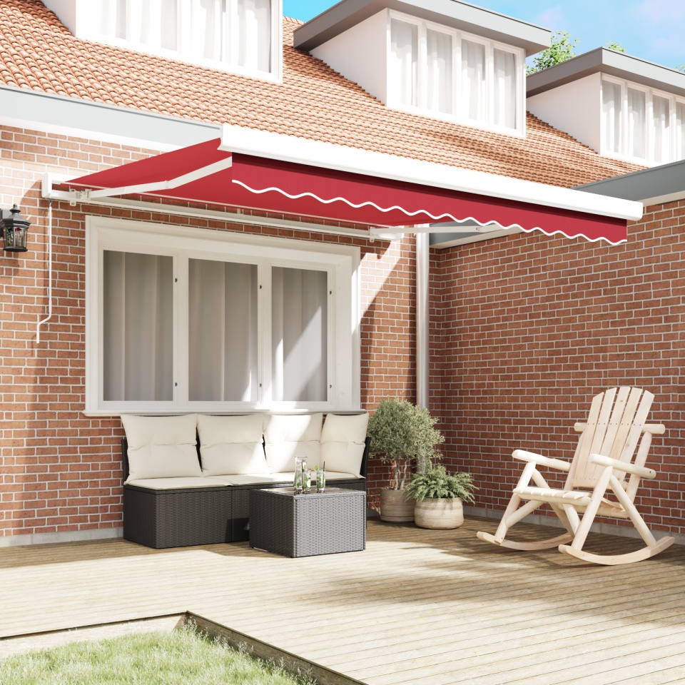 Markiză manuală retractabilă roșie 300x250 cm, Material de înlocuire pentru markiza pentru cadru de 3x2.5 m roșie - 2 | YEO