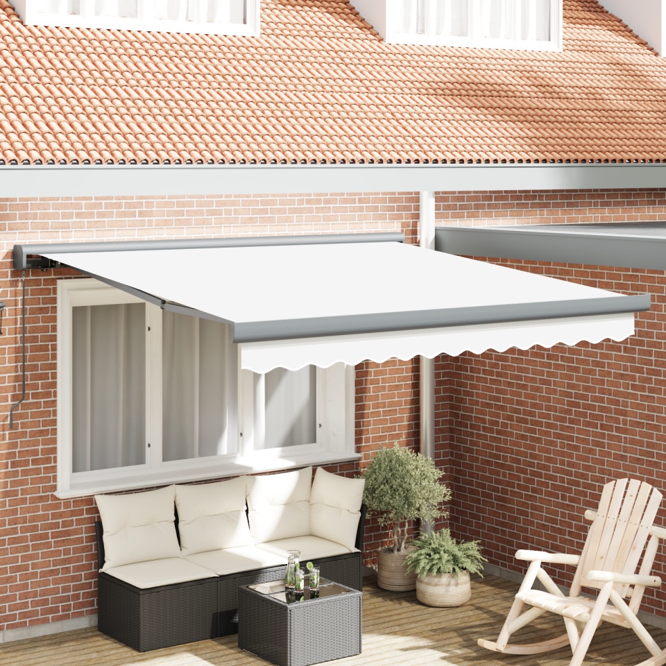 Marquiza manuală retractabilă Alb 350x250 cm, Țesătură de înlocuire pentru marquize de 3,5x2,5 m Alb