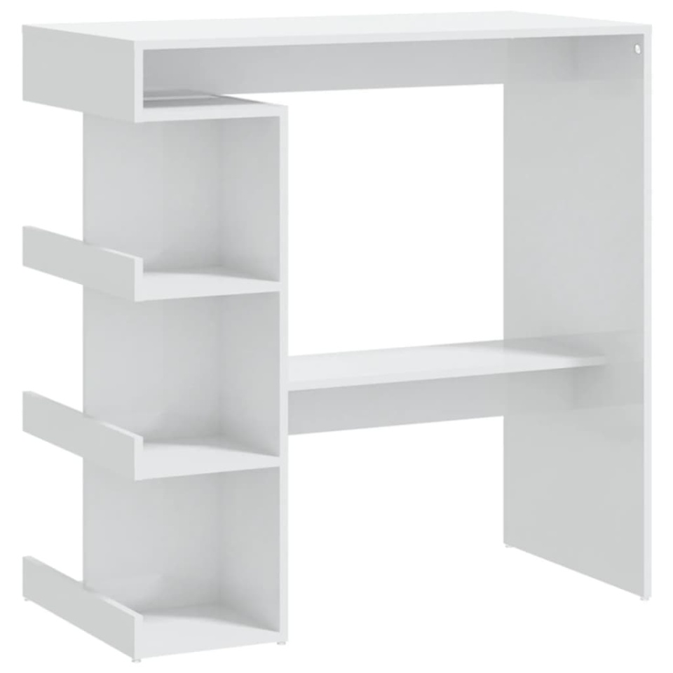 Masă bar cu raft depozitare alb extralucios 100x50x101,5cm lemn - 1 | YEO
