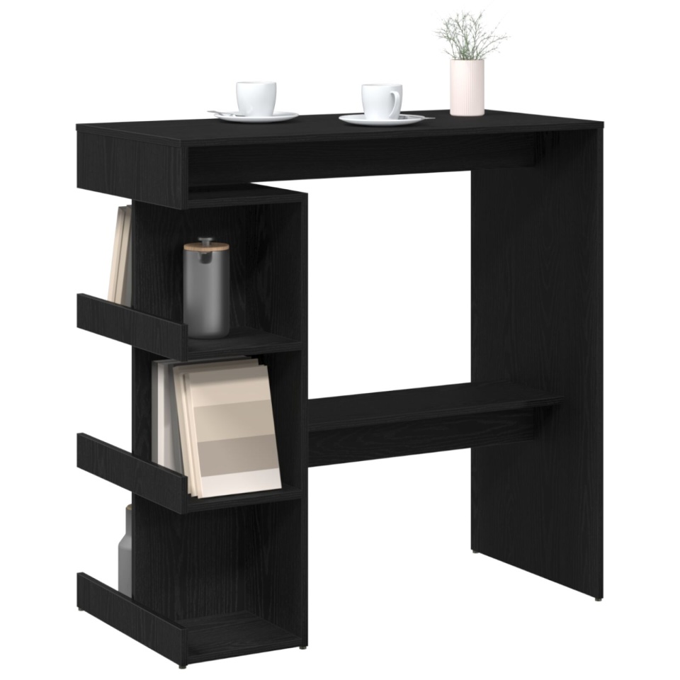 Masă de bar din stejar negru cu raft de depozitare, 100x50x101.5 cm - 2 | YEO