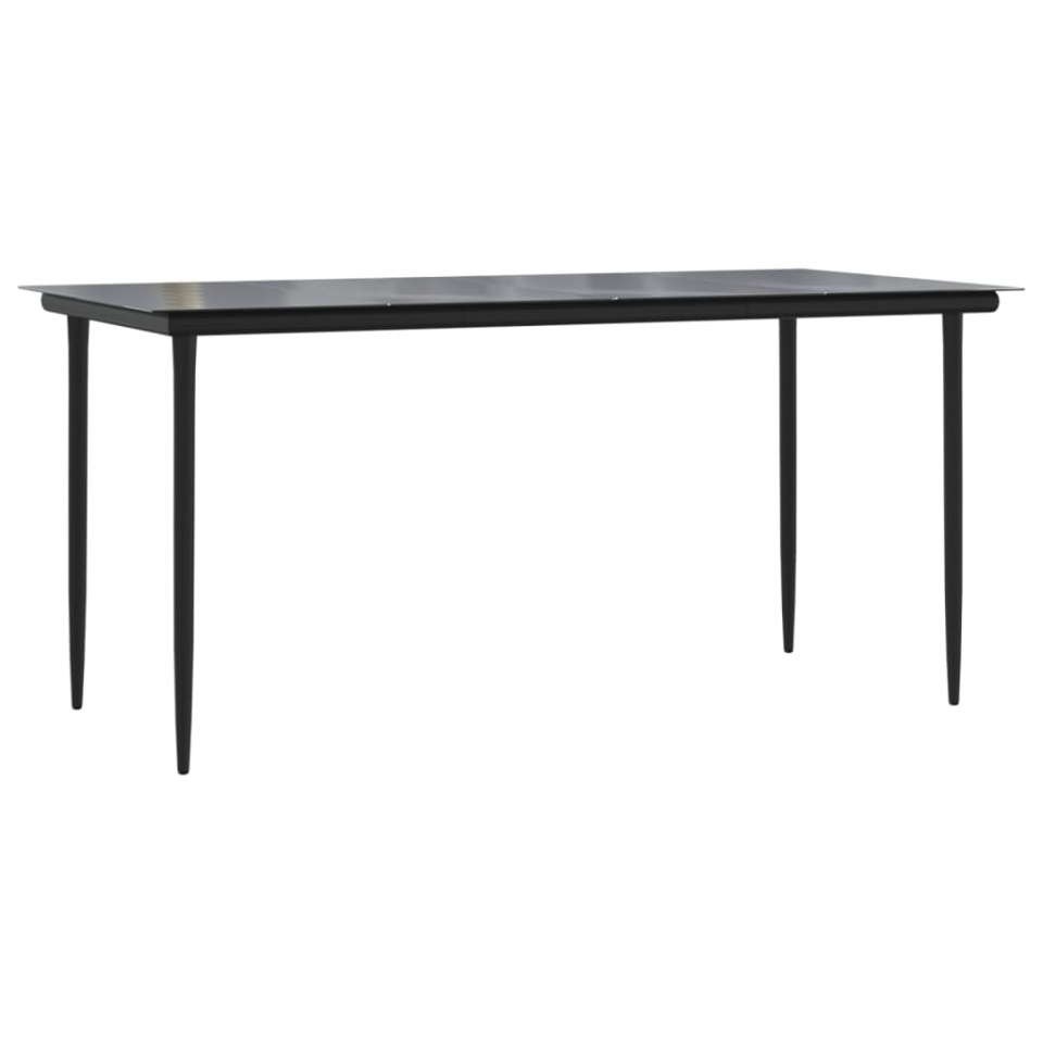 Masă de grădină, negru, 160x80x74 cm, oțel & sticlă securizată - 1 | YEO