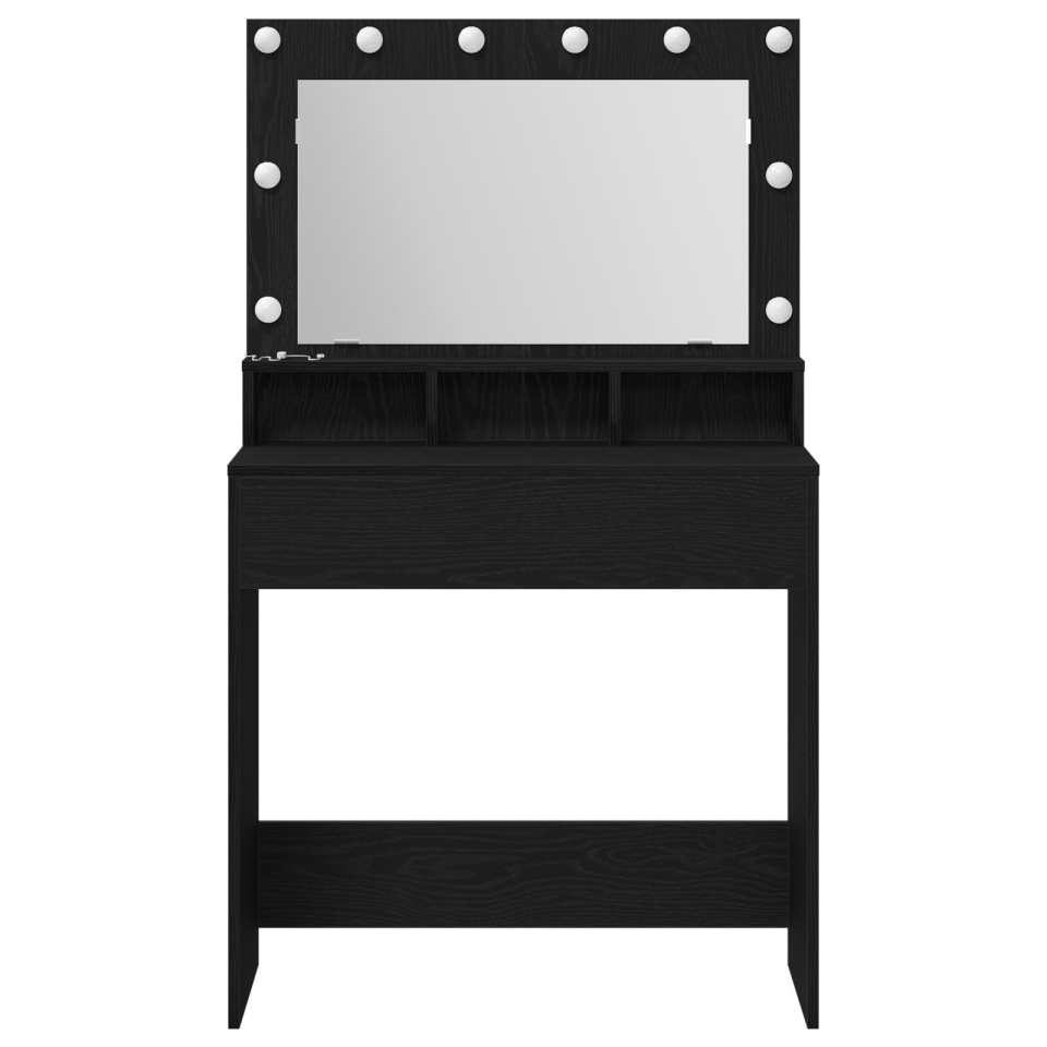 Masă de toaletă cu lumini LED, Stejar negru, 79x41x135 cm - 3 | YEO