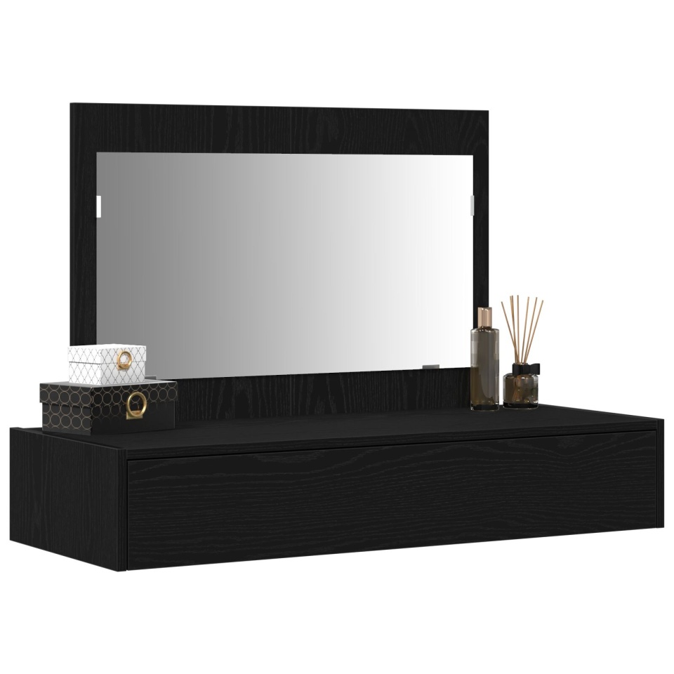 Masă de toaletă suspendată Negru Stejar 100x40x70 cm - 2 | YEO