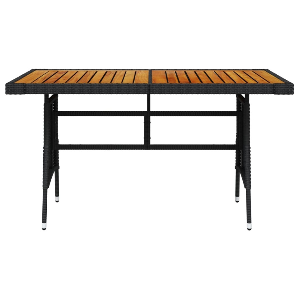 Masă grădină, negru, 130x70x72 cm, poliratan/lemn masiv acacia - 1 | YEO