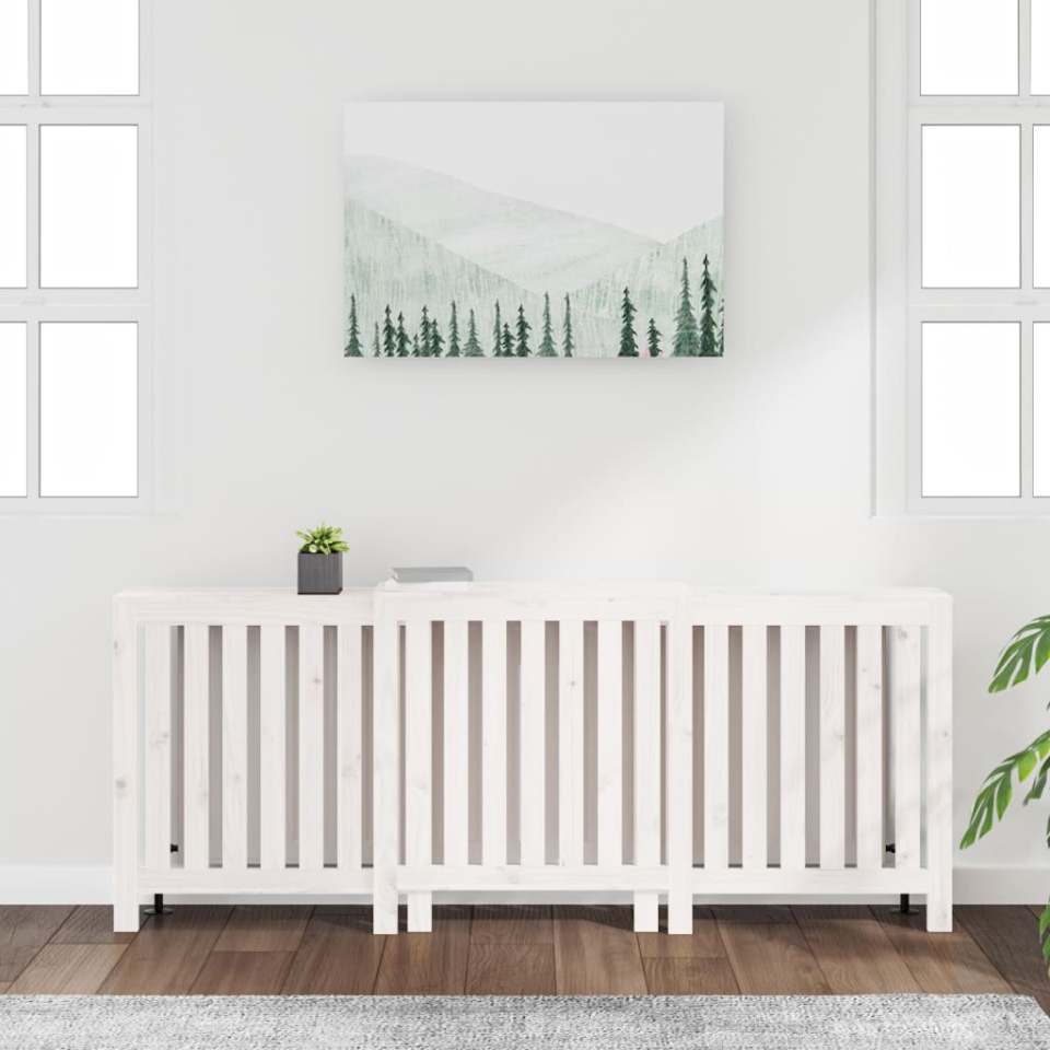 Mască pentru calorifer, alb, 210x21x85 cm, lemn masiv de pin - 2 | YEO