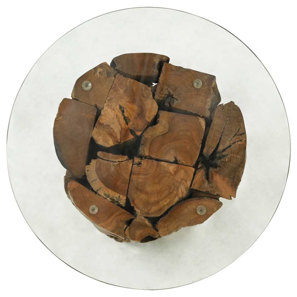 Măsuță de cafea, 60 cm, lemn masiv de tec erodat - 3 | YEO