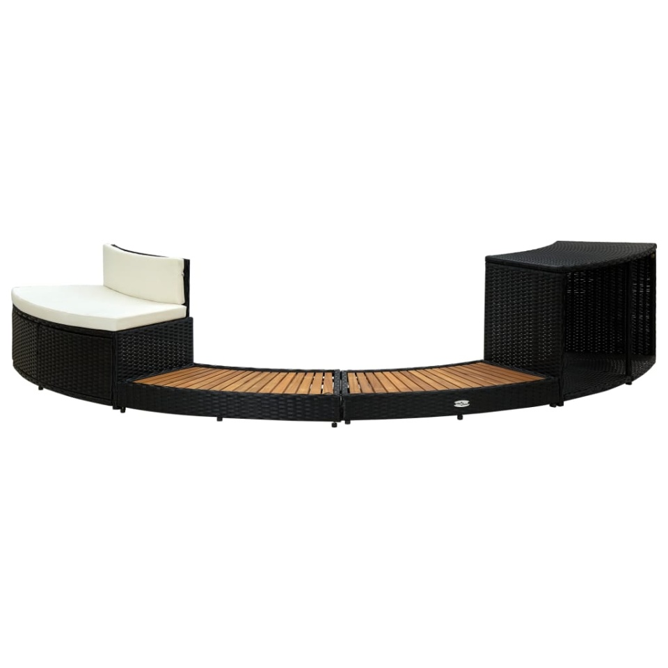 Mobilier de împrejmuire spa, negru, poliratan și lemn de acacia - 1 | YEO