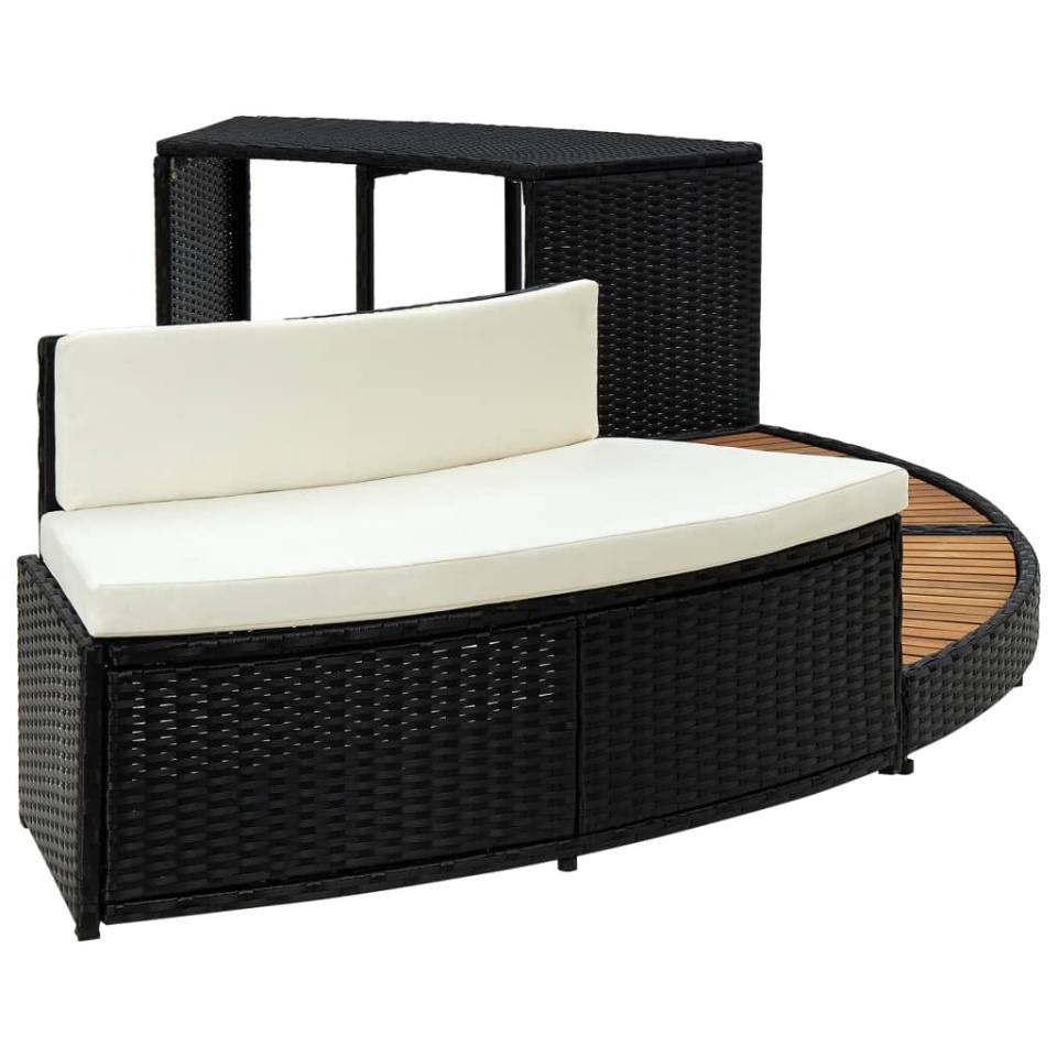 Mobilier de împrejmuire spa, negru, poliratan și lemn de acacia - 3 | YEO