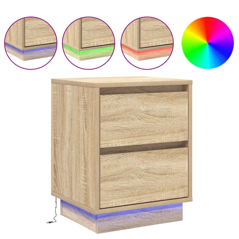 Noptierile cu LED 2 pcs Sonoma Oak 39x34.5x50 cm - 3 | YEO
