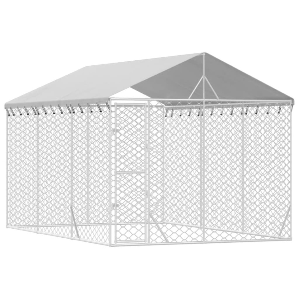 Padoc exterior cu acoperiș argintiu 3x4,5x2,5 m oțel galvanizat - 2 | YEO