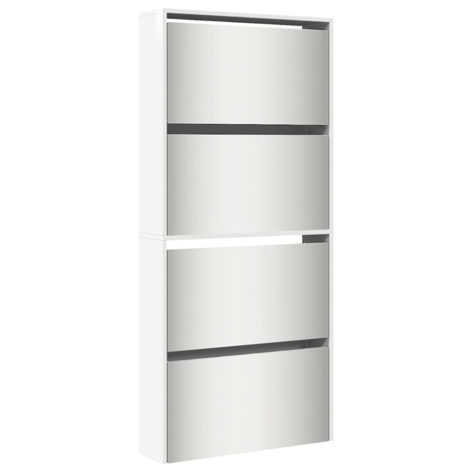 Pantofar cu oglindă, 4 niveluri, alb extralucios, 63x17x134 cm - 1 | YEO