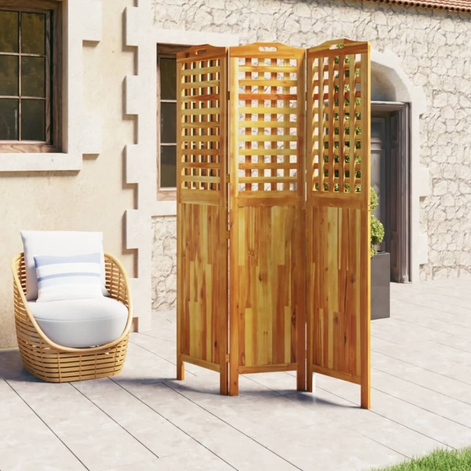 Paravan de cameră 3 panouri 121,5x2x180 cm lemn masiv de acacia - 2 | YEO