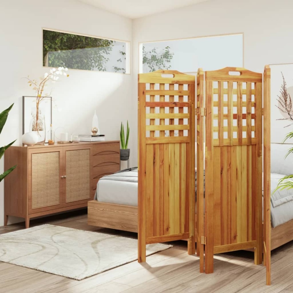 Paravan de cameră 4 panouri 162x2x115 cm lemn masiv de acacia