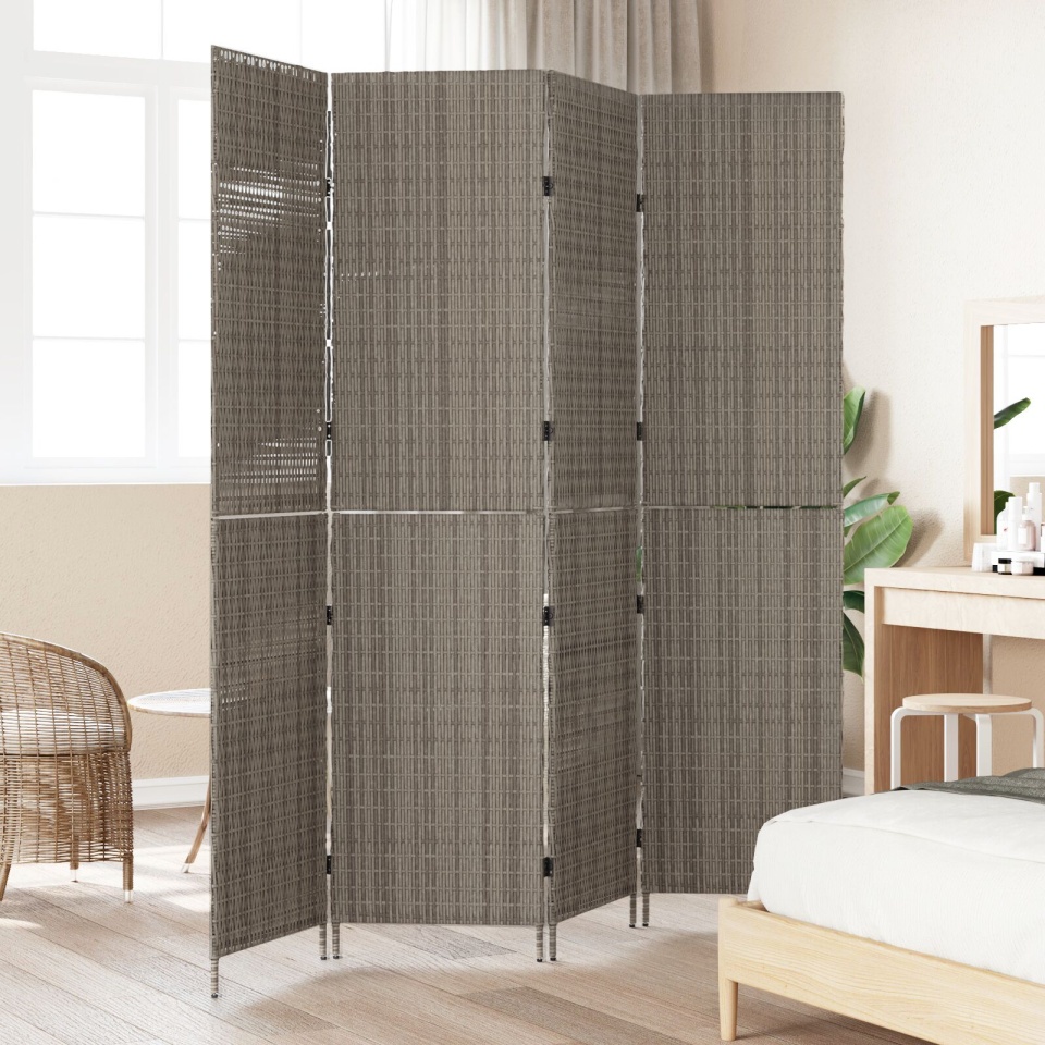 Partitionare 4 Panouri Pliabil Gri 195x180 cm Poliratan - 3 | YEO