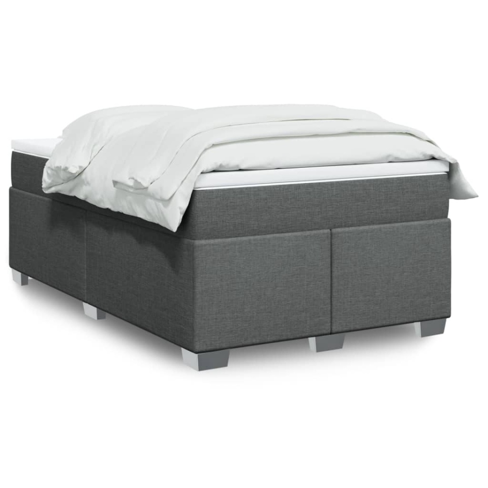 Pat box spring cu saltea, gri închis, 120x190 cm, textil