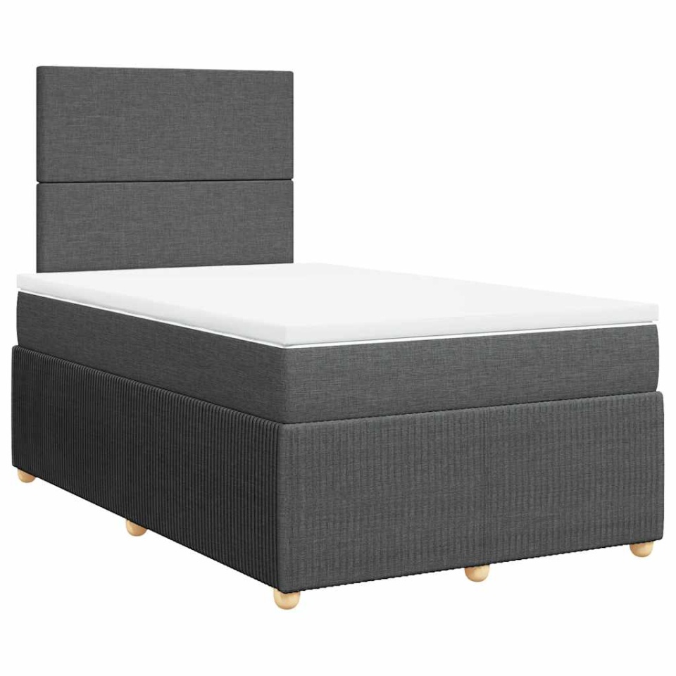 Pat box spring cu saltea, gri închis, 120x190 cm, textil - 2 | YEO