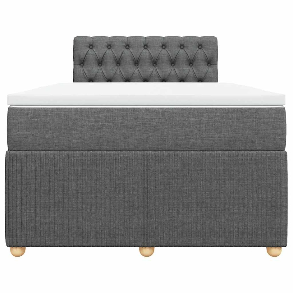 Pat box spring cu saltea, gri închis, 120x190 cm, textil - 3 | YEO