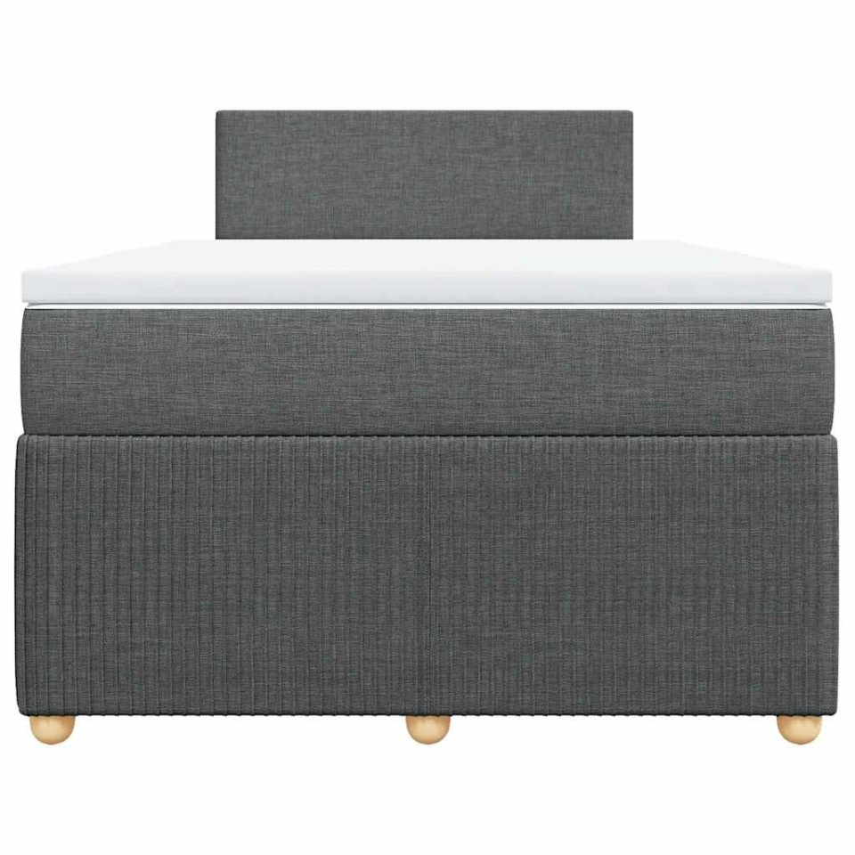 Pat box spring cu saltea, gri închis, 120x190 cm, textil - 3 | YEO