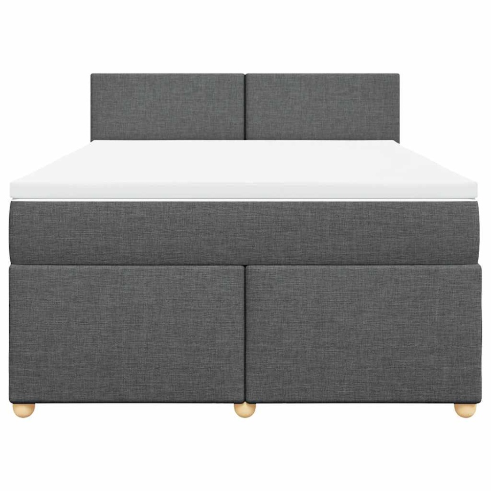Pat box spring cu saltea, gri închis, 140x190 cm, textil - 3 | YEO