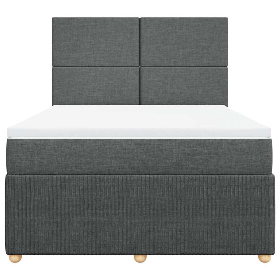 Pat box spring cu saltea, gri închis, 140x200 cm, textil - 3 | YEO