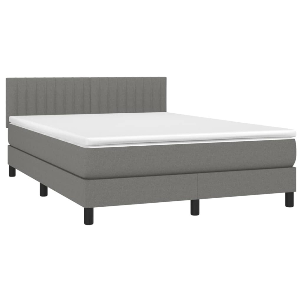 Pat box spring cu saltea, gri închis, 140x200 cm, textil - 2 | YEO