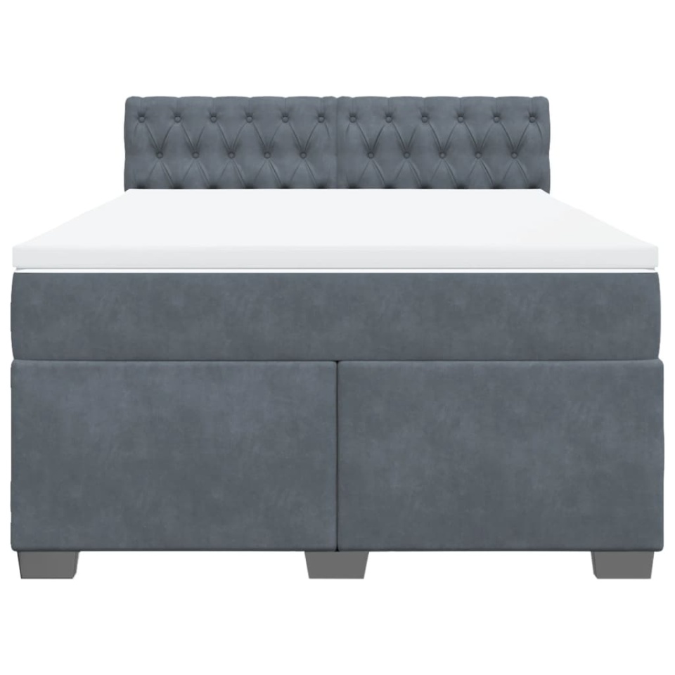 Pat box spring cu saltea, gri închis, 160x200 cm, catifea - 3 | YEO