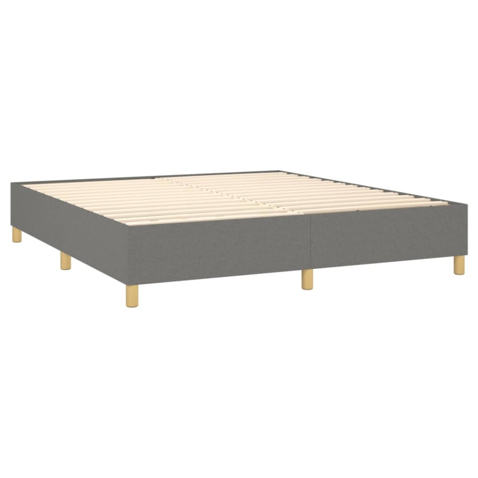 Pat box spring cu saltea, gri închis, 180x200 cm, textil - 3 | YEO
